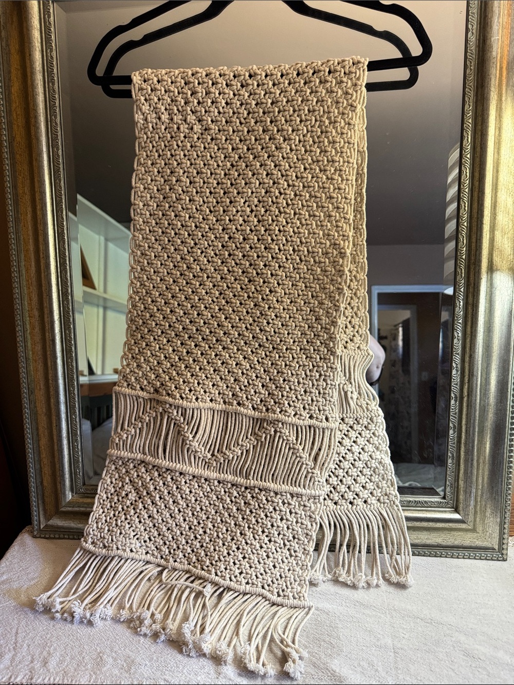 Woven Cotton Macrame Table Runner